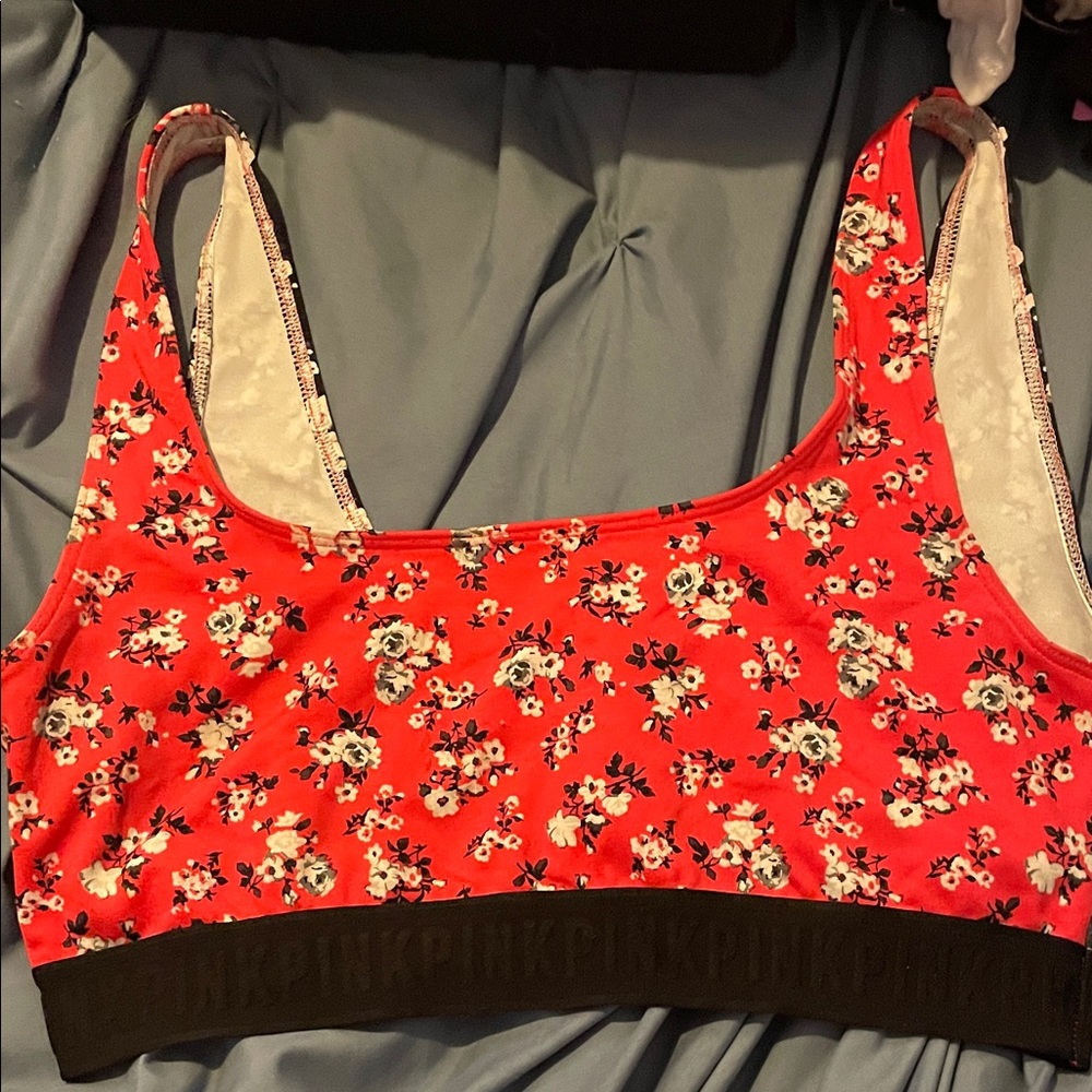 PINK Victoria's Secret Red Floral Ultimate Sports bra